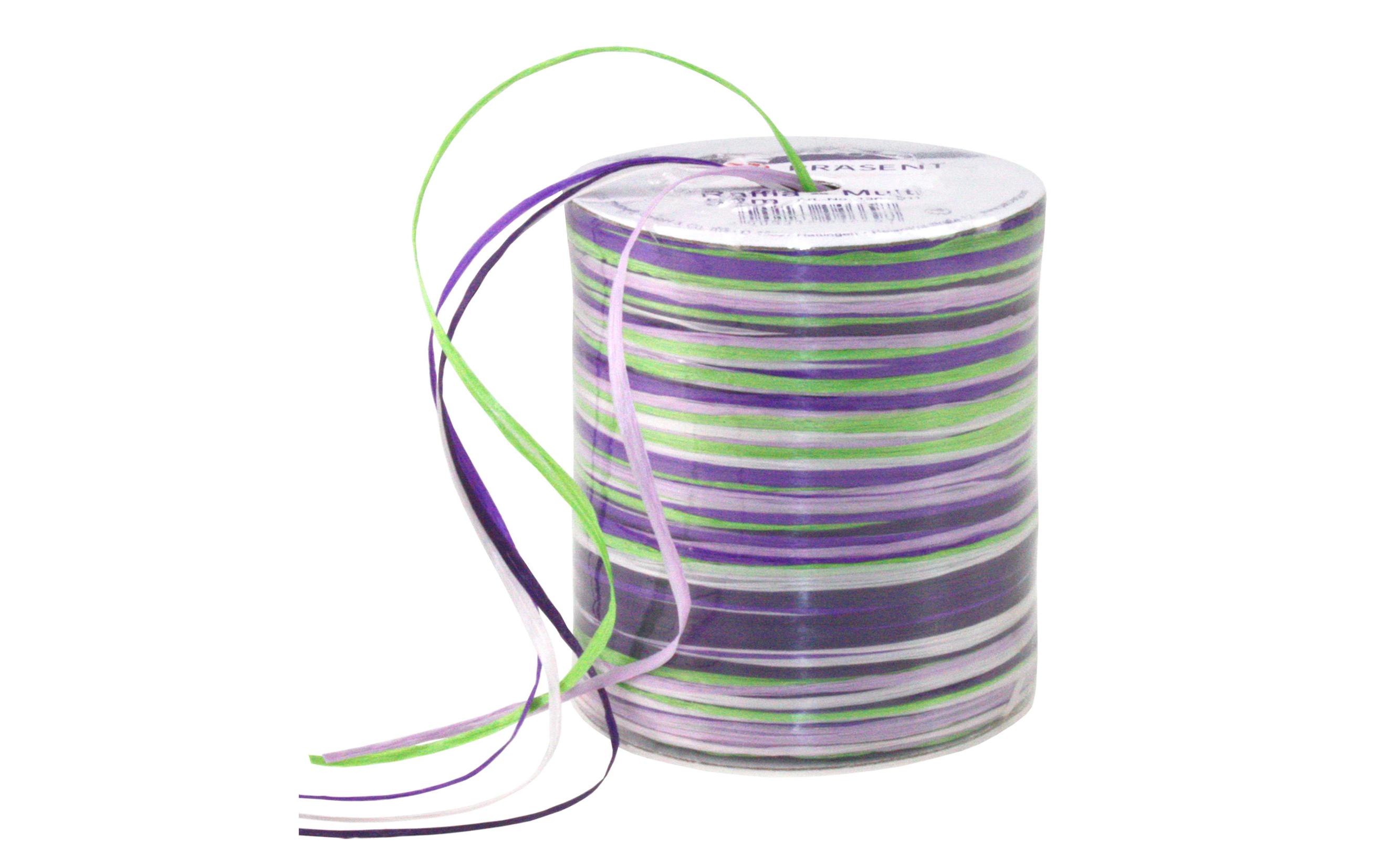 Geschenkband Raffia Multi 50 m, Grün/ViolettBand für Geschenke