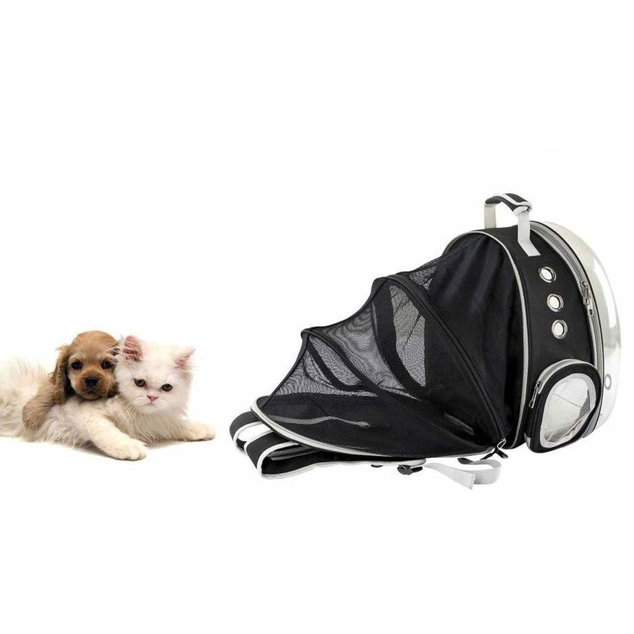 (41x36cm) Katzen Bubble Rucksack Haustier Reise Transporttasche Erweiterbare Tragetasche - Schwarz