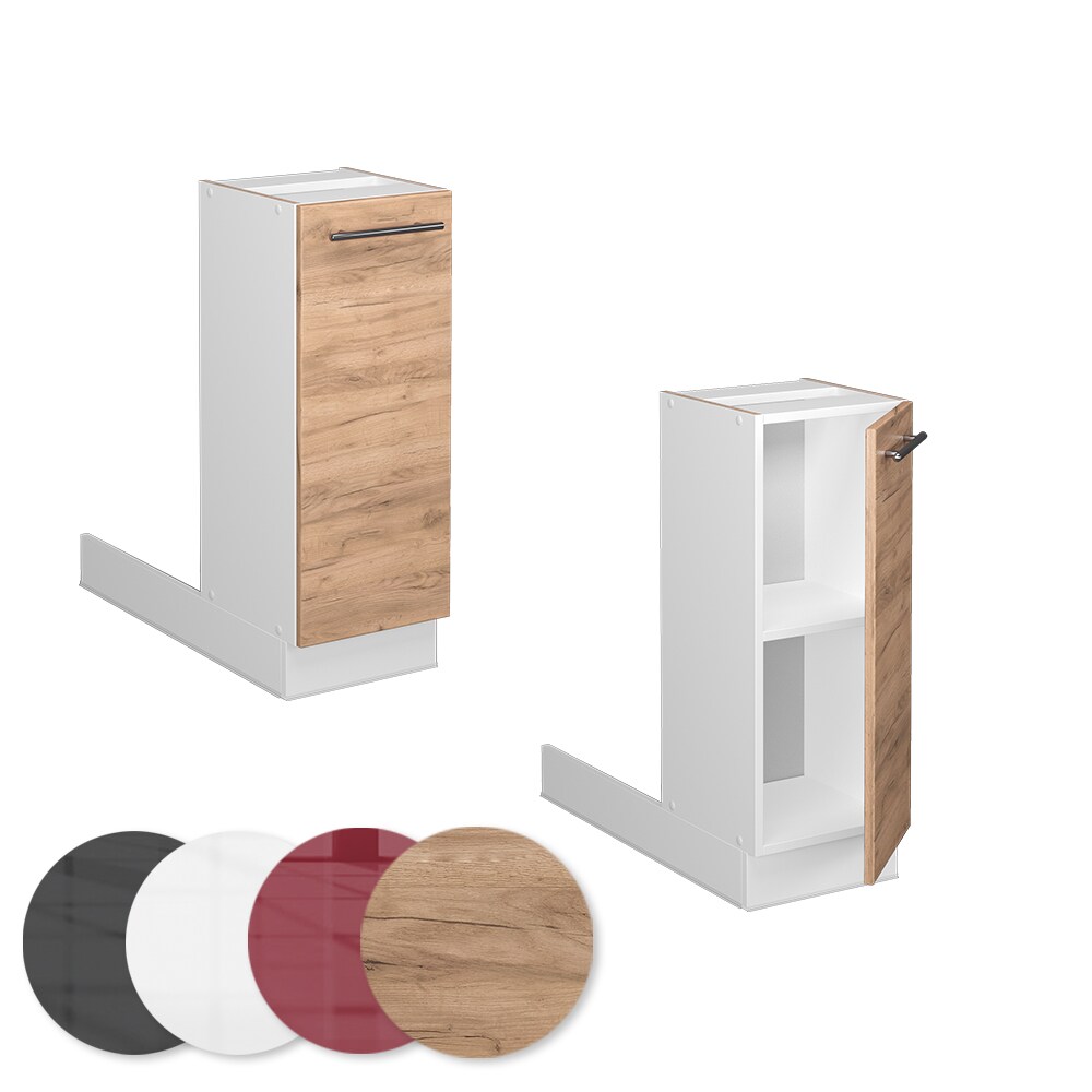 Vicco Regalinselunterschrank Küchenschrank Küchenmöbel Fame-Line Weiß Eiche Goldkraft 30 cm modern Küche Einbauküche Kücheninsel Drehtür Einlegeboden Blende Küchenunterschrank Küchenzeile