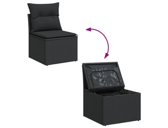 VIDAXL - Salon extérieur Salon de jardin 11 pcs avec coussins noir résine tressée