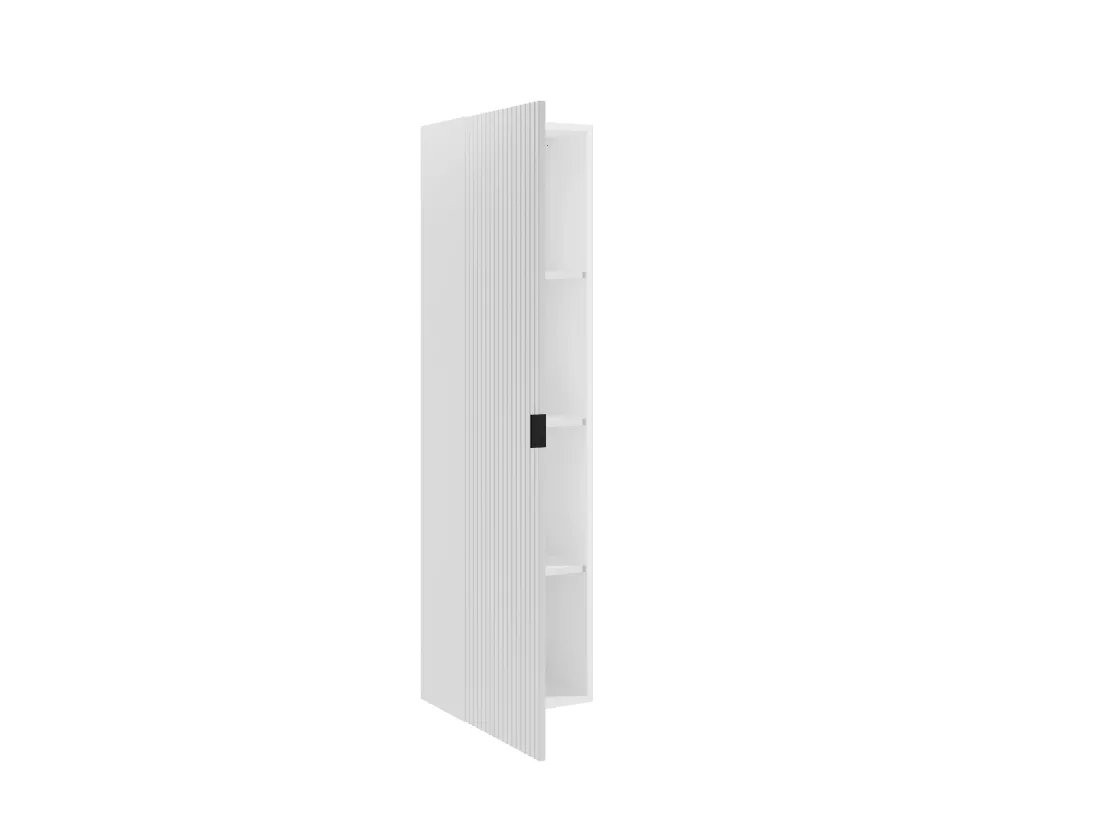 Colonne de salle de bain suspendue striée - Blanc mat - H140 cm - ZEVINI