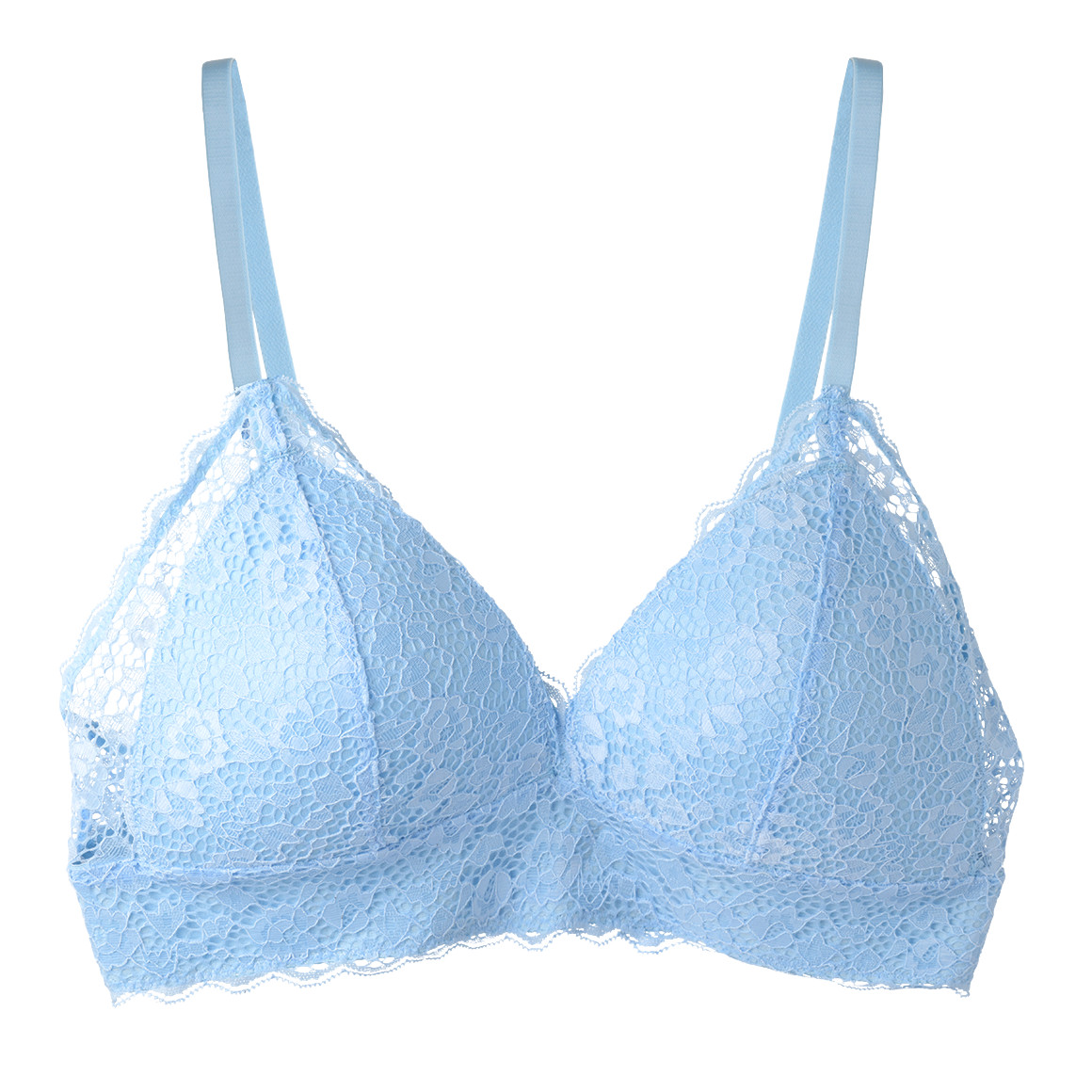 Gina Benotti Damen Bralette-BH mit floraler Spitze hellblau