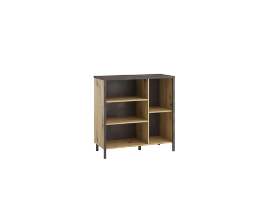 TERRE DE NUIT - Commode 5 cases en bois imitation chêne clair - co13001