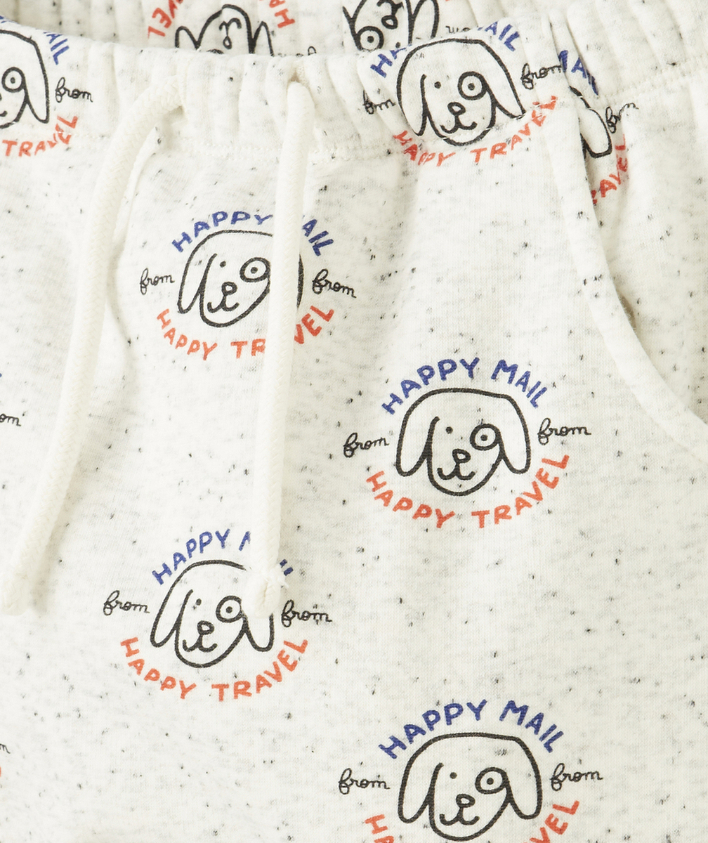 SAROUEL BÉBÉ GARÇON EN FIBRES RECYCLÉES GRIS IMPRIMÉ CHIEN