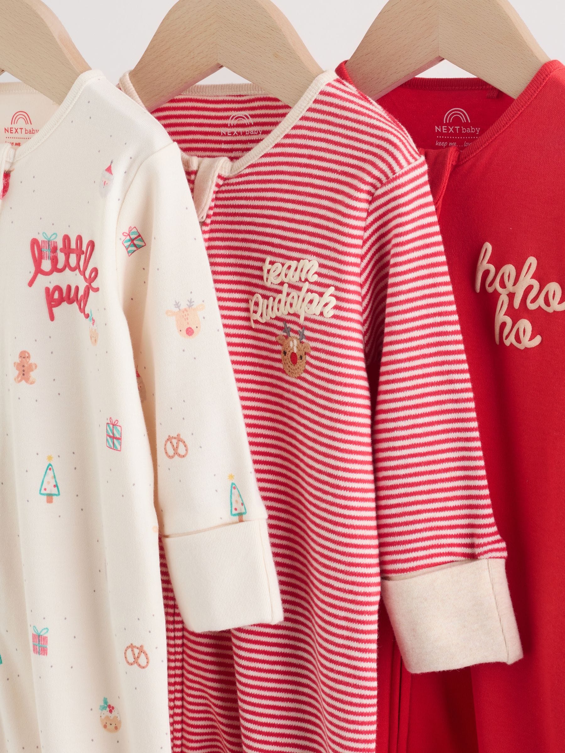 Rood - Kerst babypyjama's 3 stuks (0mnd-3jr)
