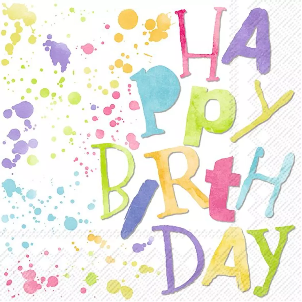 Serviette Birthday splashes 20tlg.