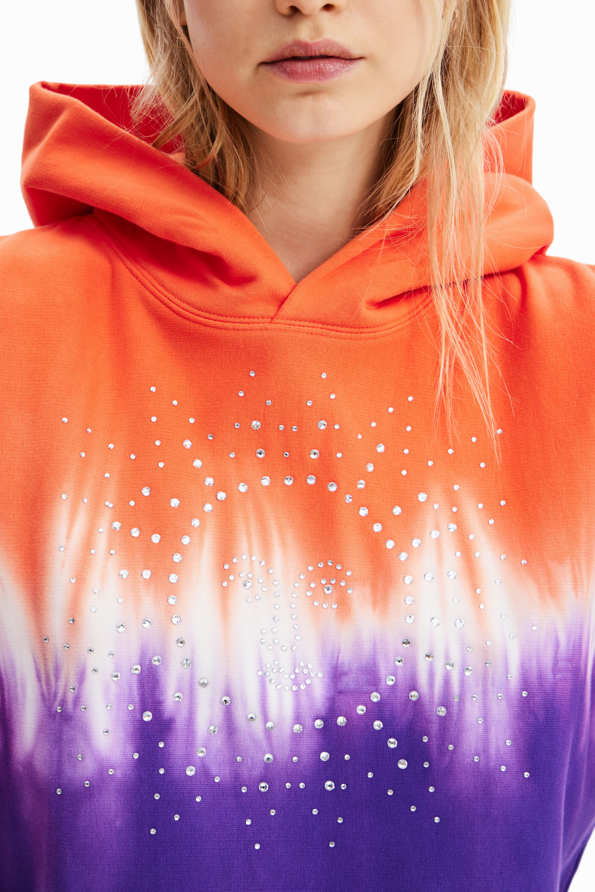 moletom cropped tie-dye com strass