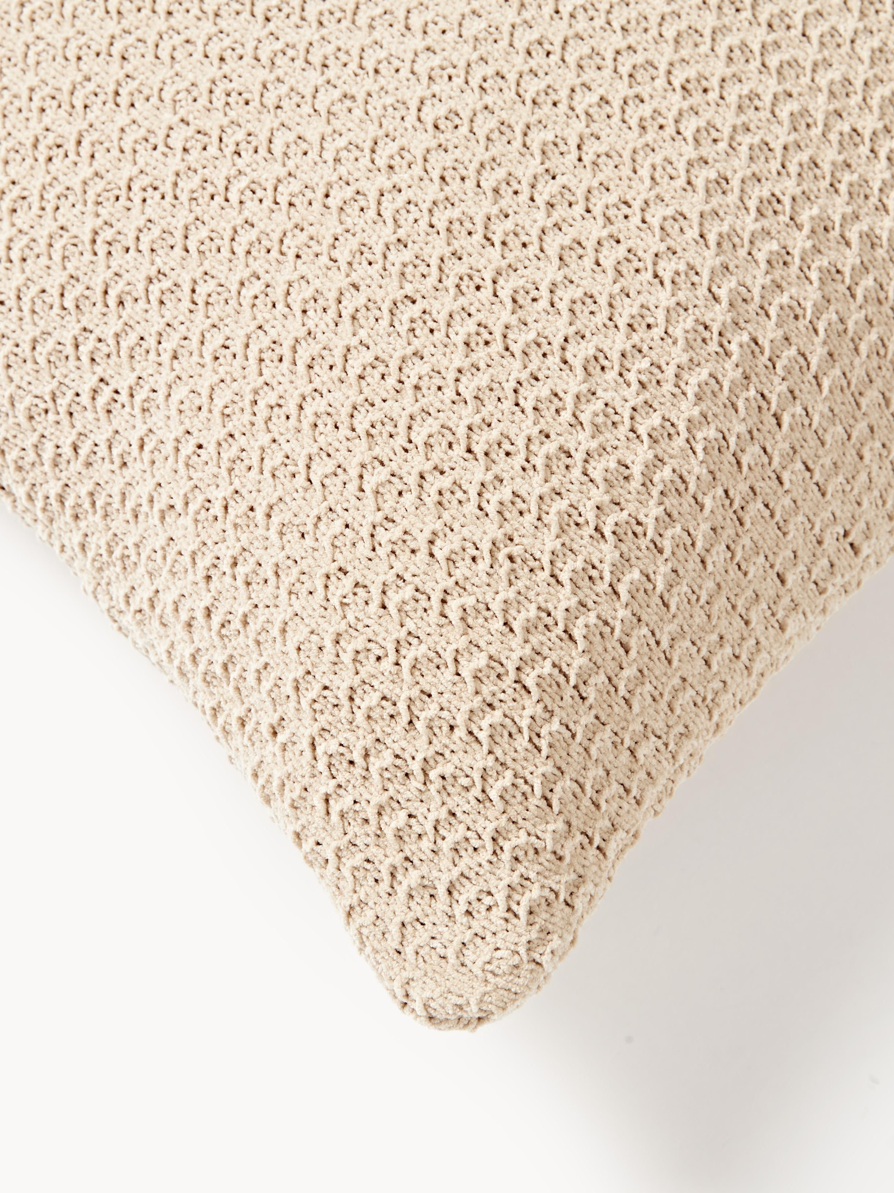 Zacht gebreide chenille kussenhoes Everly