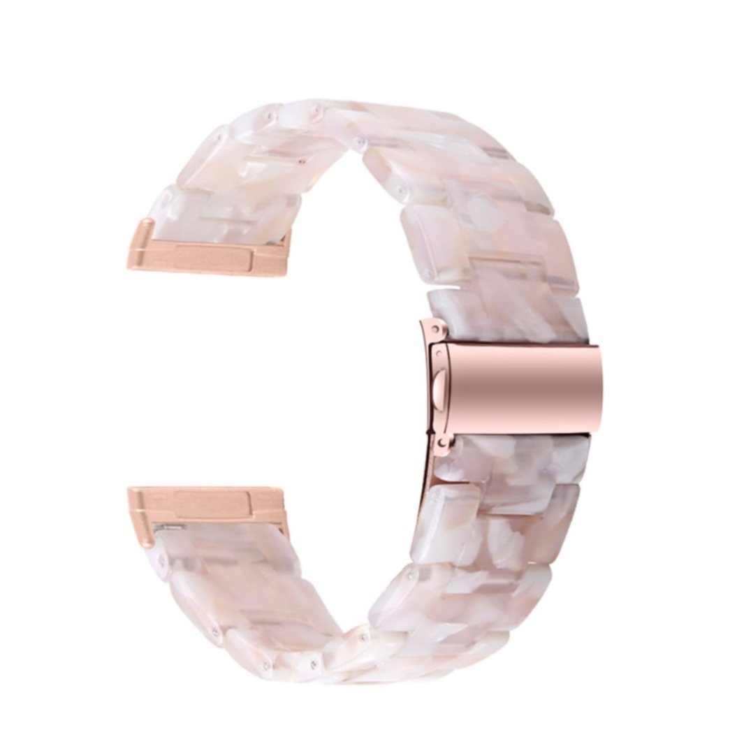 Fitbit Versa 3 / Sense Resin Armband mit Faltschliesse (Gelenkumfang: 180-210mm)  - Rosa / Weiss