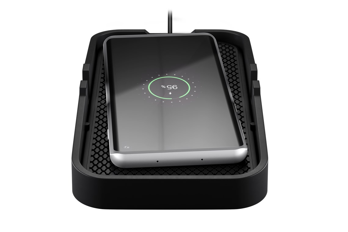 (15W) Qi Wireless Auto Charger Pad KFZ Schnellladegerät Ladestation - Schwarz