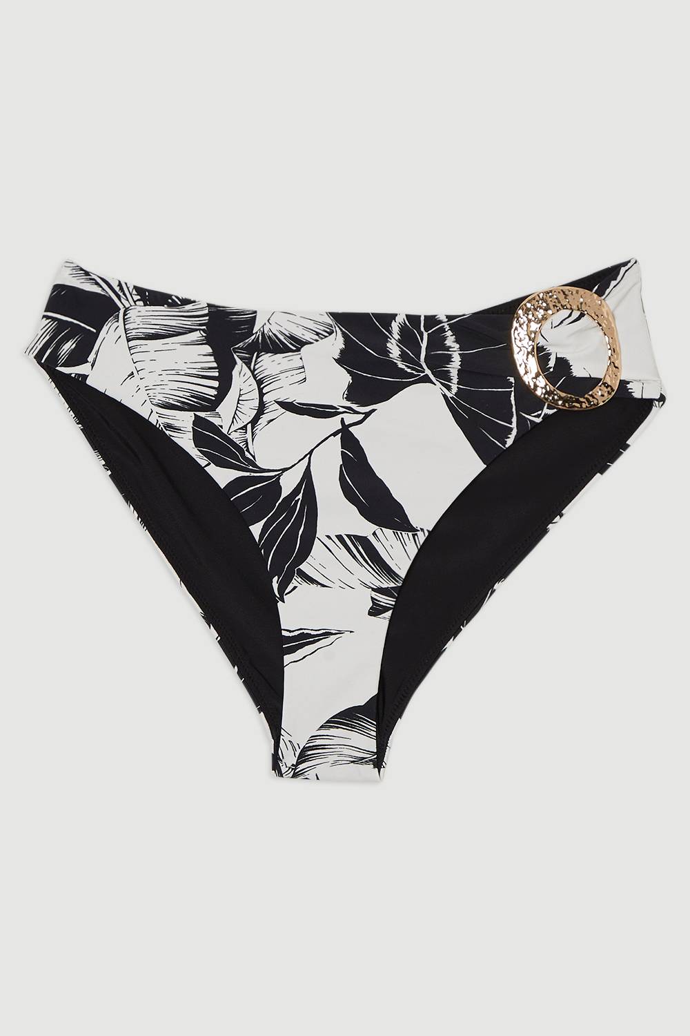KarenMillen Culottes de bikini à taille haute avec imprimé palmier