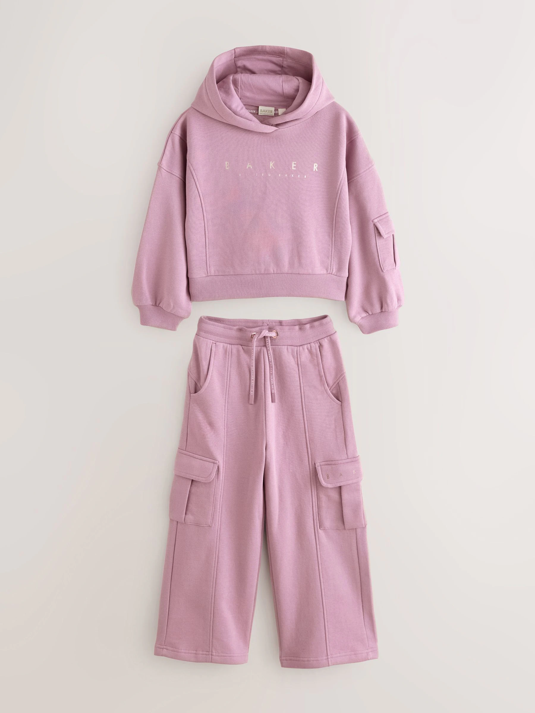 Baker by Ted Baker Paarse 2 Pieces Hoodie en Cargobroeken met Wijde pijpen Set