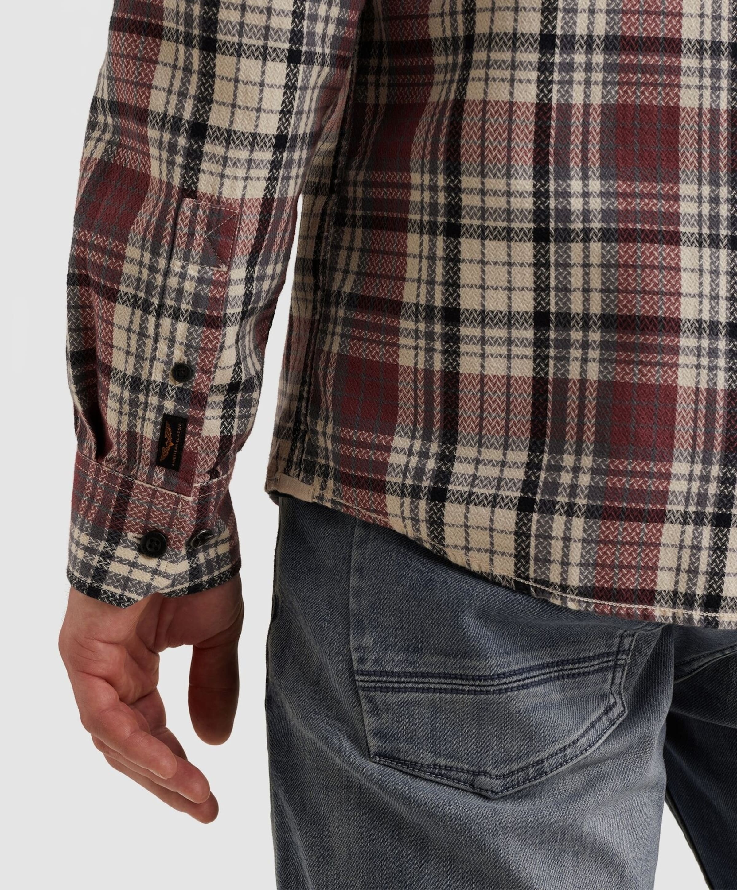 PME Legend Heren overhemd lange mouw bordeaux