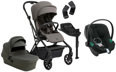 Beemoo Pro Twist Duovogn inkl. Cybex Aton B2 Babybilstol & Base, Mocha Grey/Black