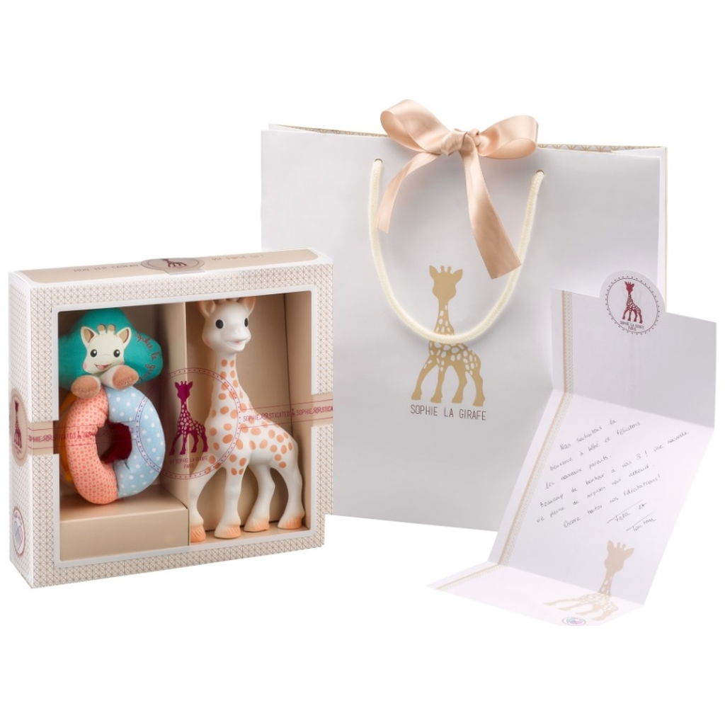 Sophie la girafeSophie la girafe   Geschenkbox mit Stoffrassel