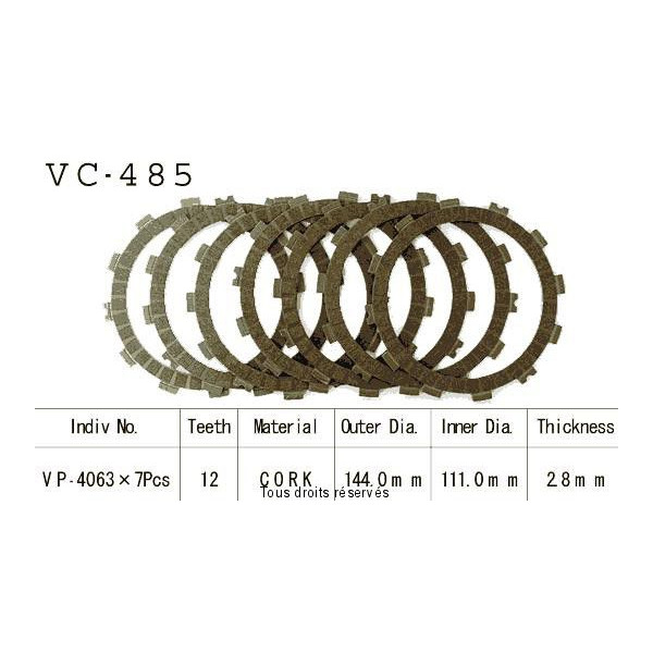 Kyoto - Disques garnis d'embrayage Cross VC485