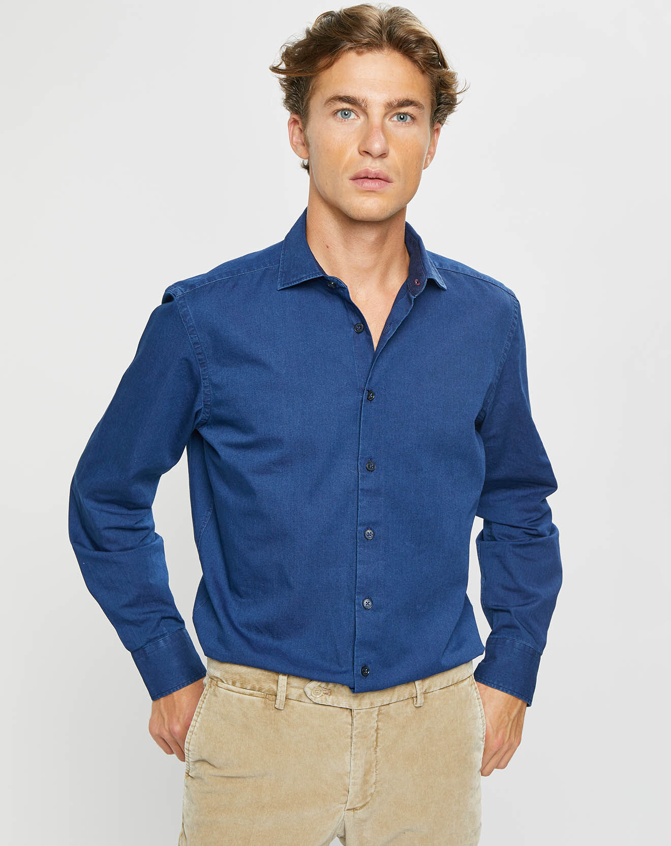 Hackett London Chemise Slim fit bleu moyen