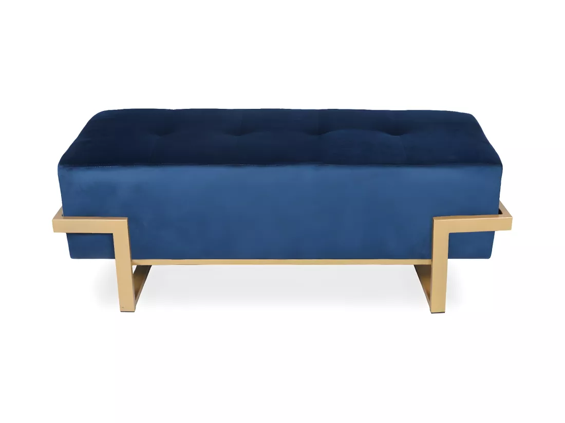 Banquette Selena Velours bleu foncé pieds or