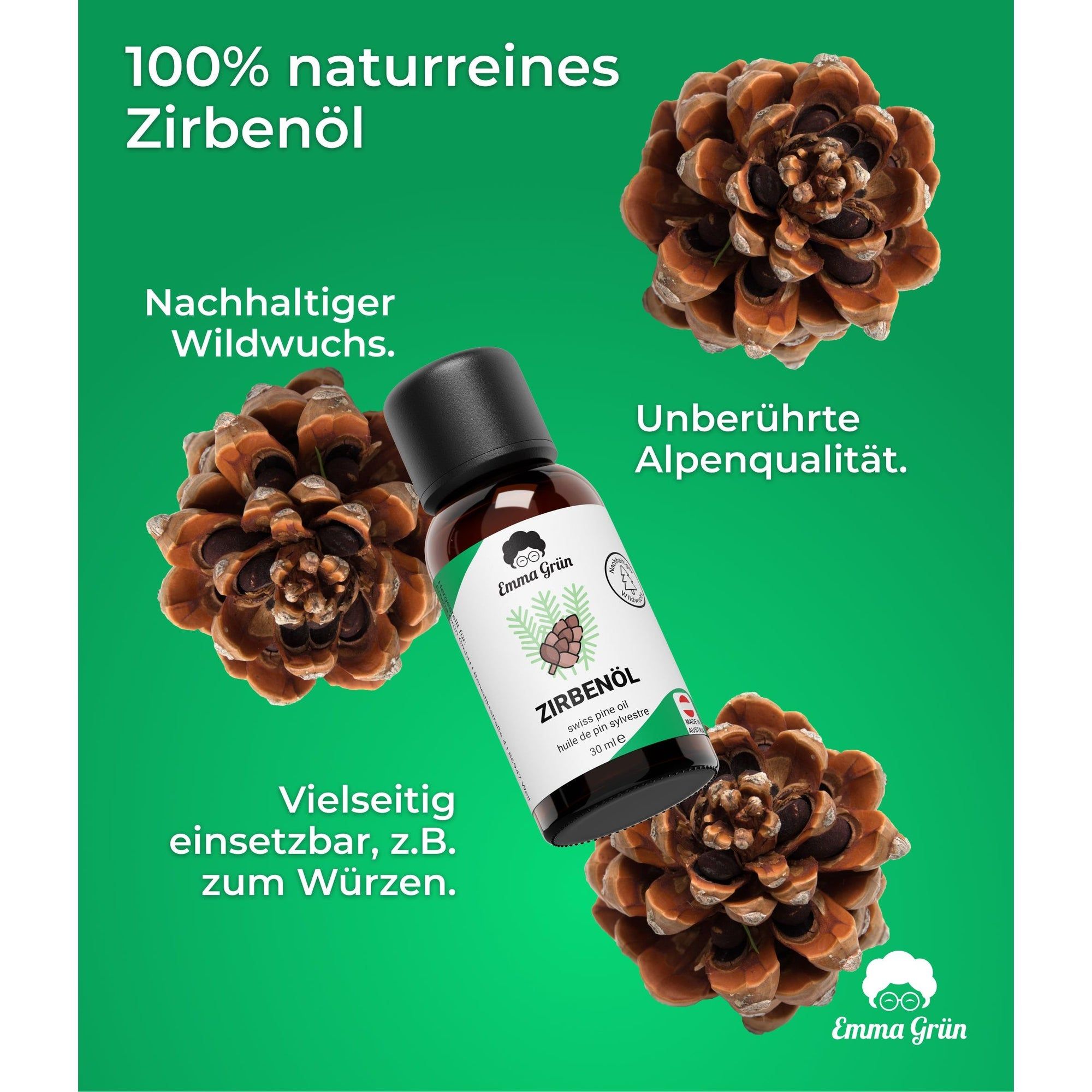 Emma Grün® Alpine Frische Spar-Set mit Wildwuchs Zirbenöl & Zirbelkiefer Kissenspray