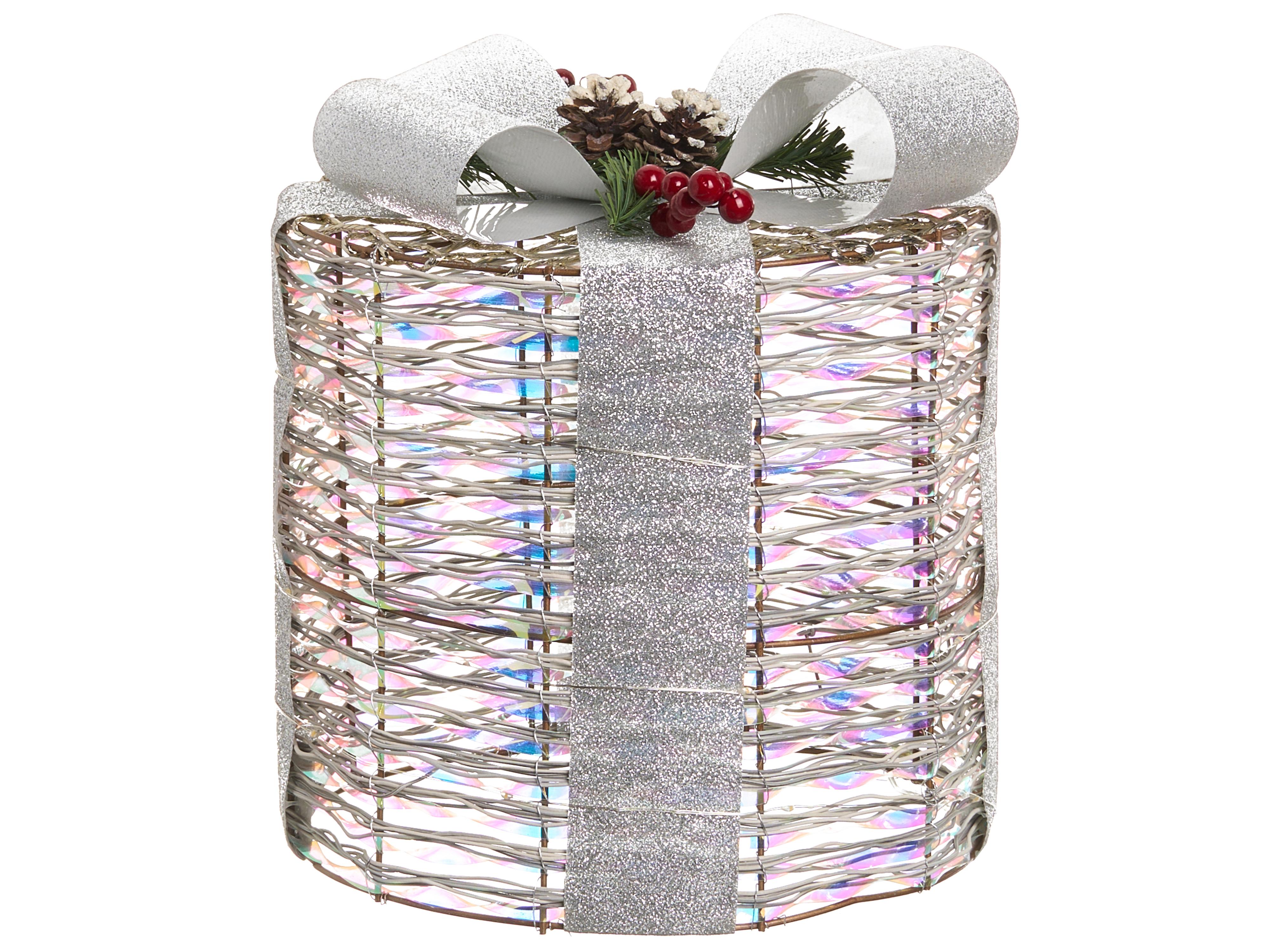 Set van 3 kerstdecoraties LED JULSO Kerstcadeaus 20/25/30 cm Zilver