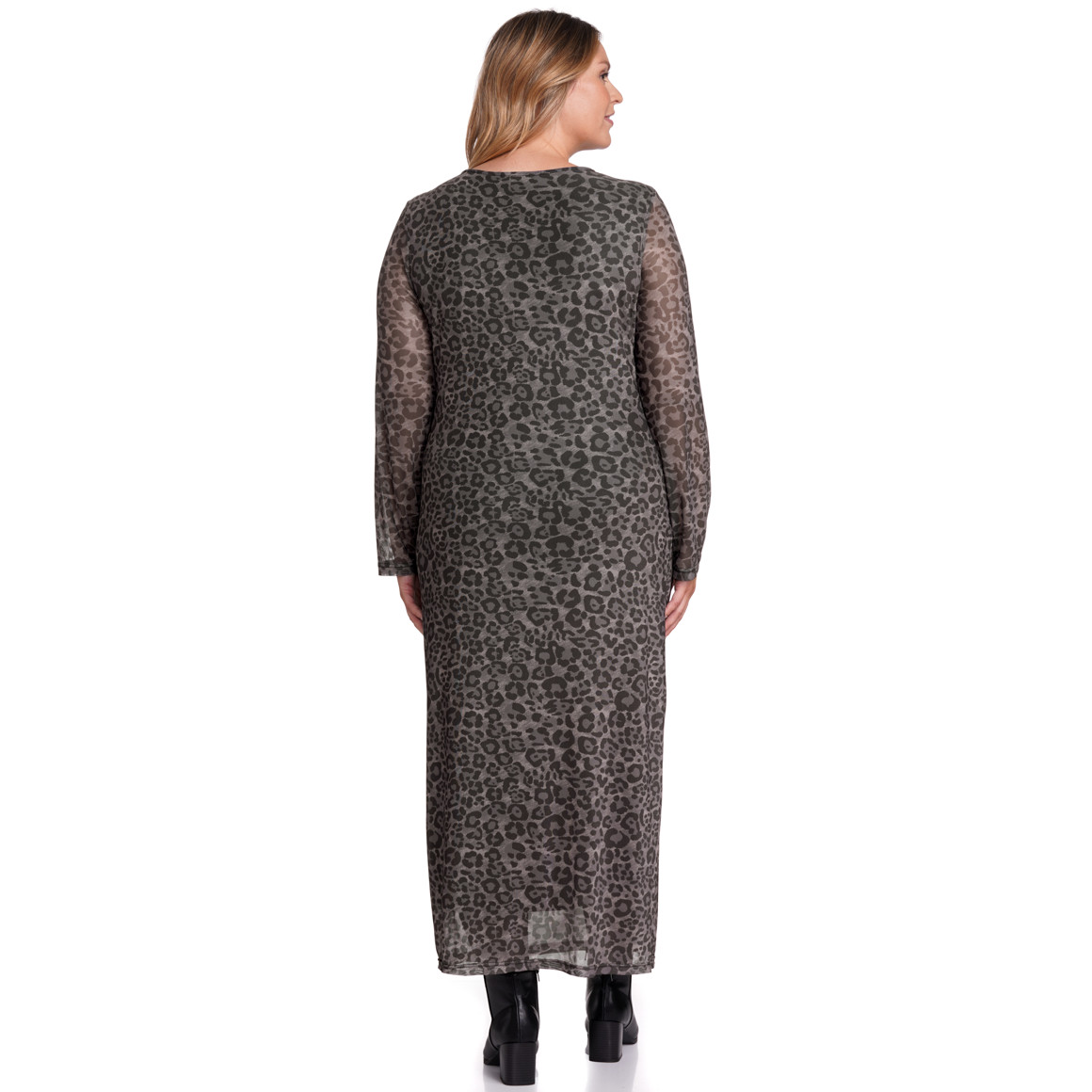 Gina Benotti Damen Kleid mit Leo-Muster allover dunkelgrau