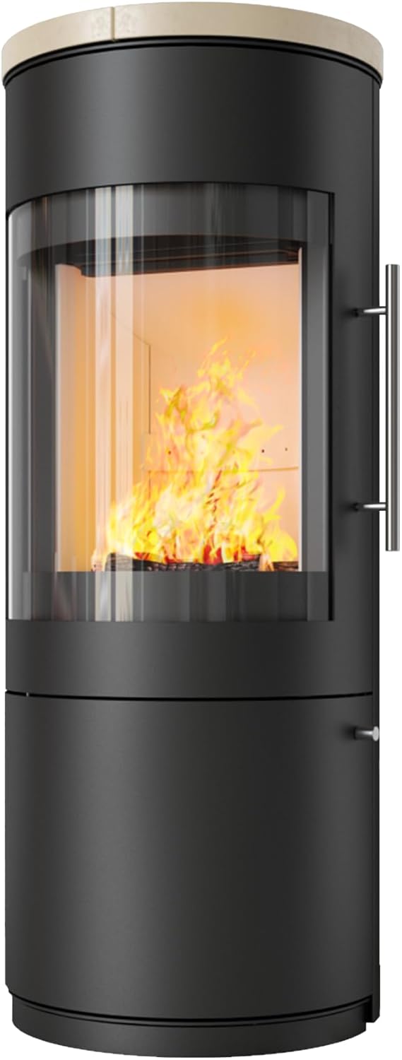 Kaminofen Hark 110 ECOplus 6 kW - Ofenkacheln: Creme - Korpus: Graphit
