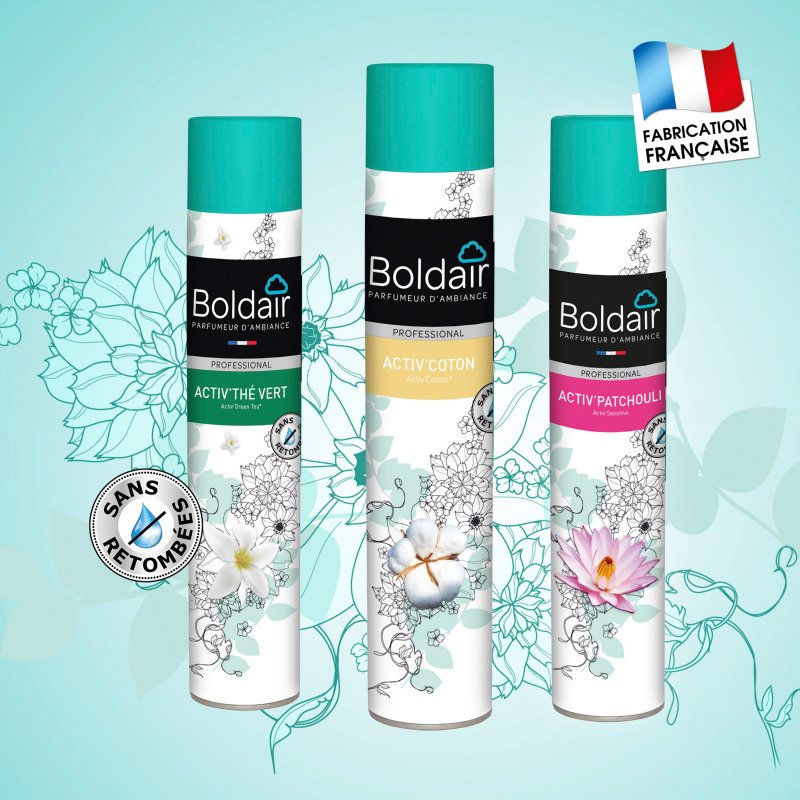 Désodorisant aromathérapie Boldair activ'thé vert - Aérosol 500 ml