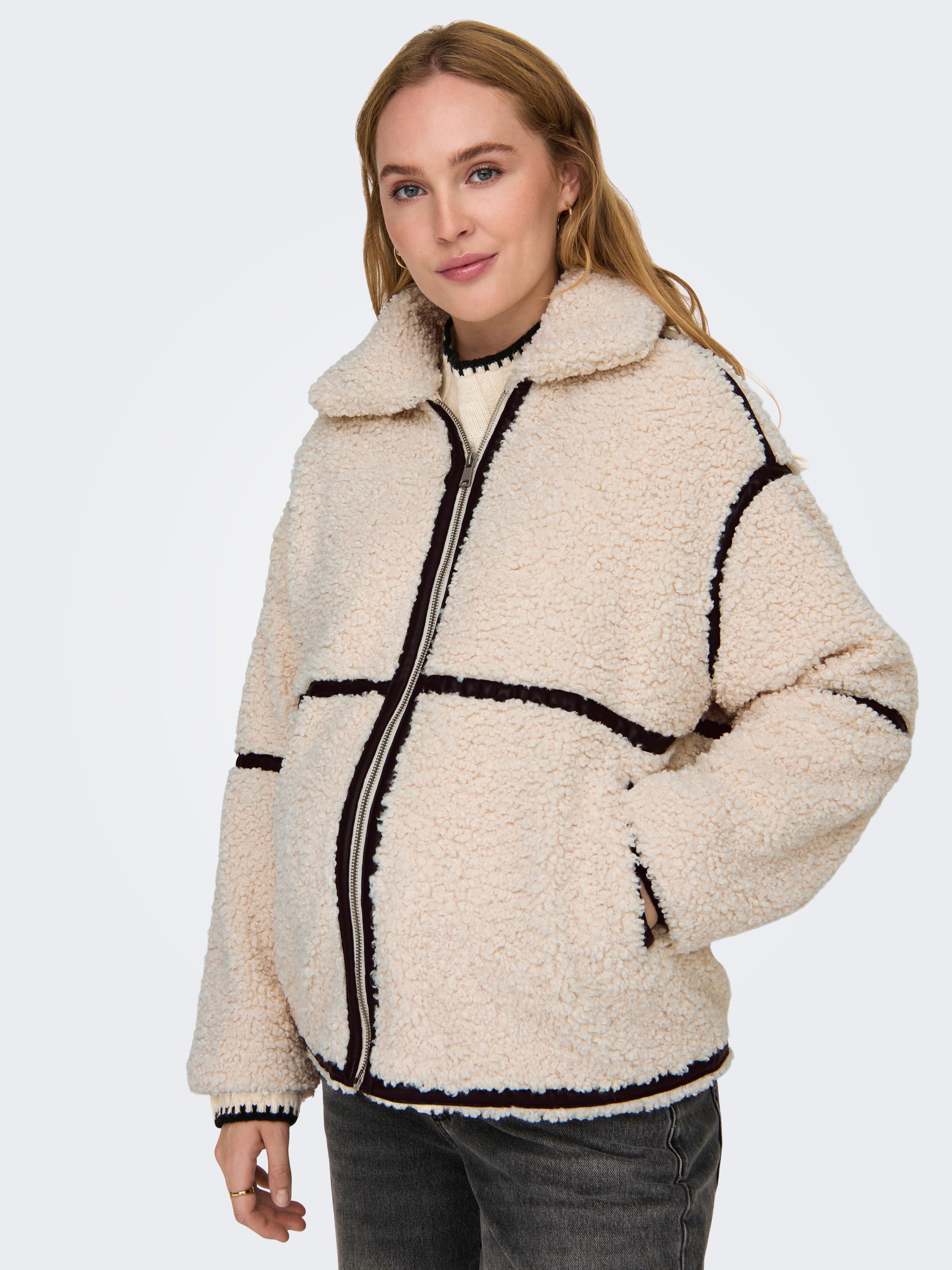 OLMPARIS Teddyfell Jacke White Sand