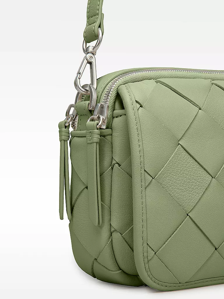LES VISIONNAIRES Ledertasche - Mini Bag EMILY WEAVE grün