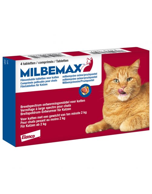 Milbemax Milbemax Kat 2 Tot 12kg - Anti wormenmiddel - Rund 4 tab 2 Tot 12 Kg