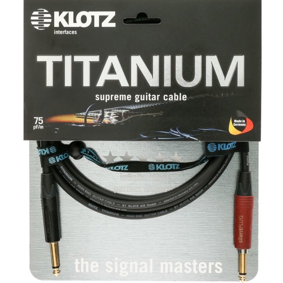 Klotz TI-0300PSP Titanium 2p jack-2p jack verguld silent plug gitaarkabel 3m