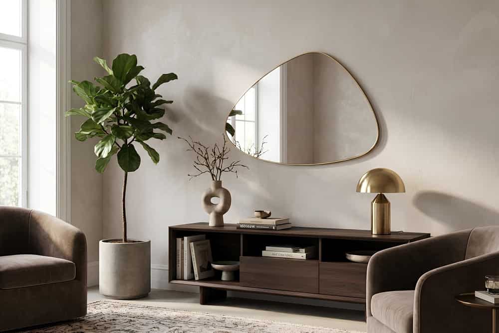 Moderner Wandspiegel NOEMI 85cm gold variabel aufhängbar