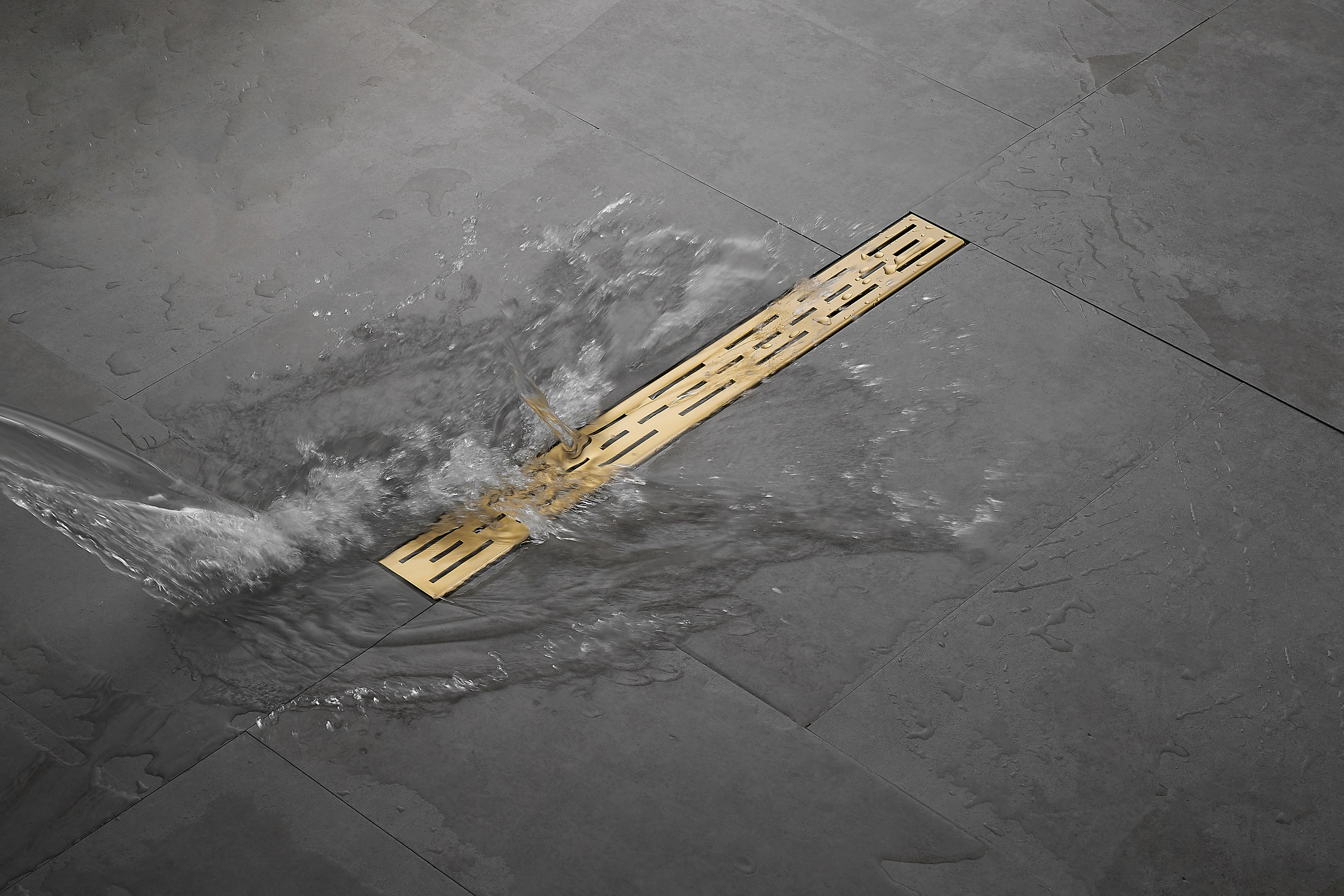 Saniclear Brass douchegoot 70x7cm geborsteld messing - mat goud