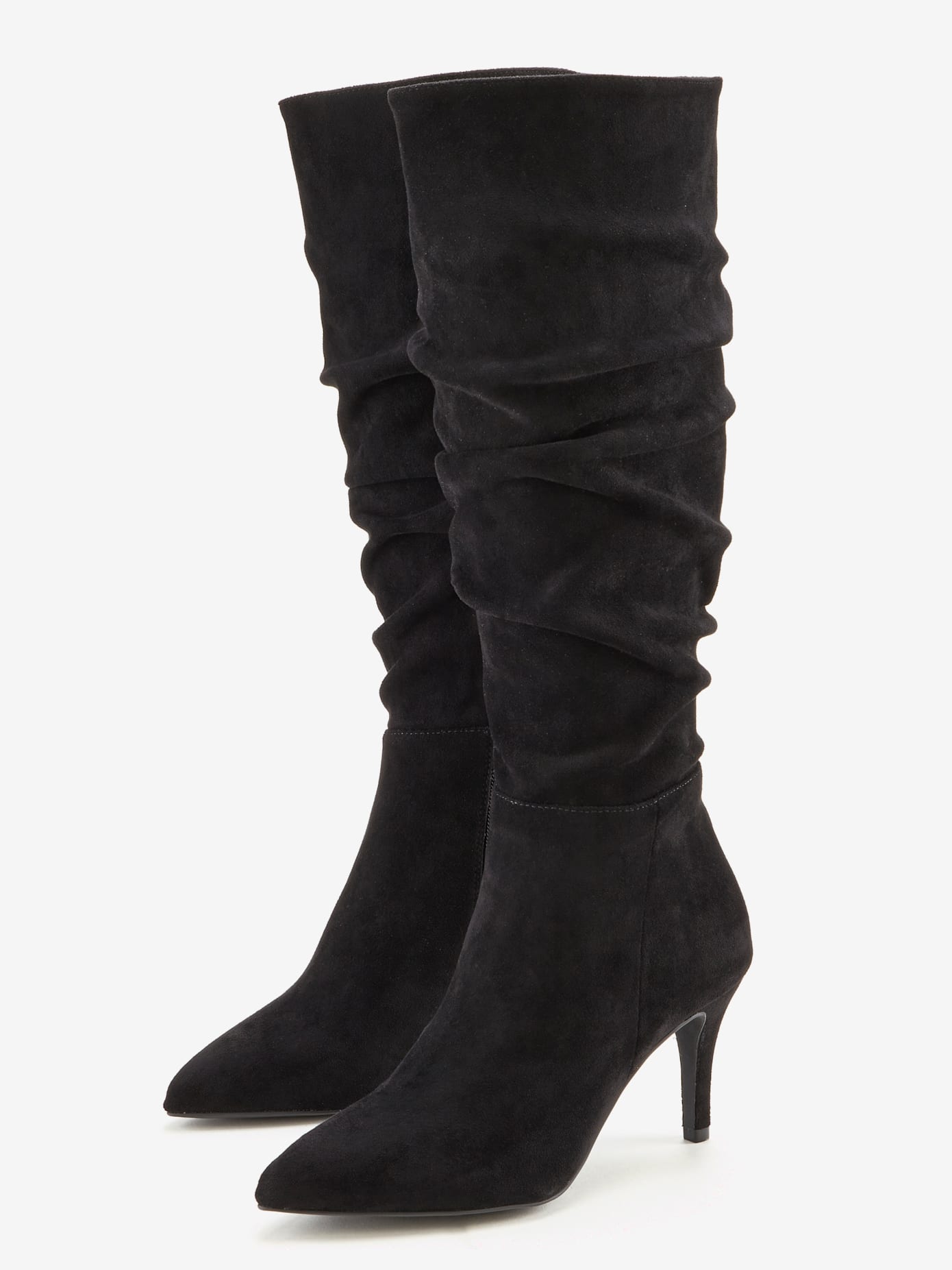 Bottes à glissière fronces tendance avec talon compensé confortable d'env. 8 cm
