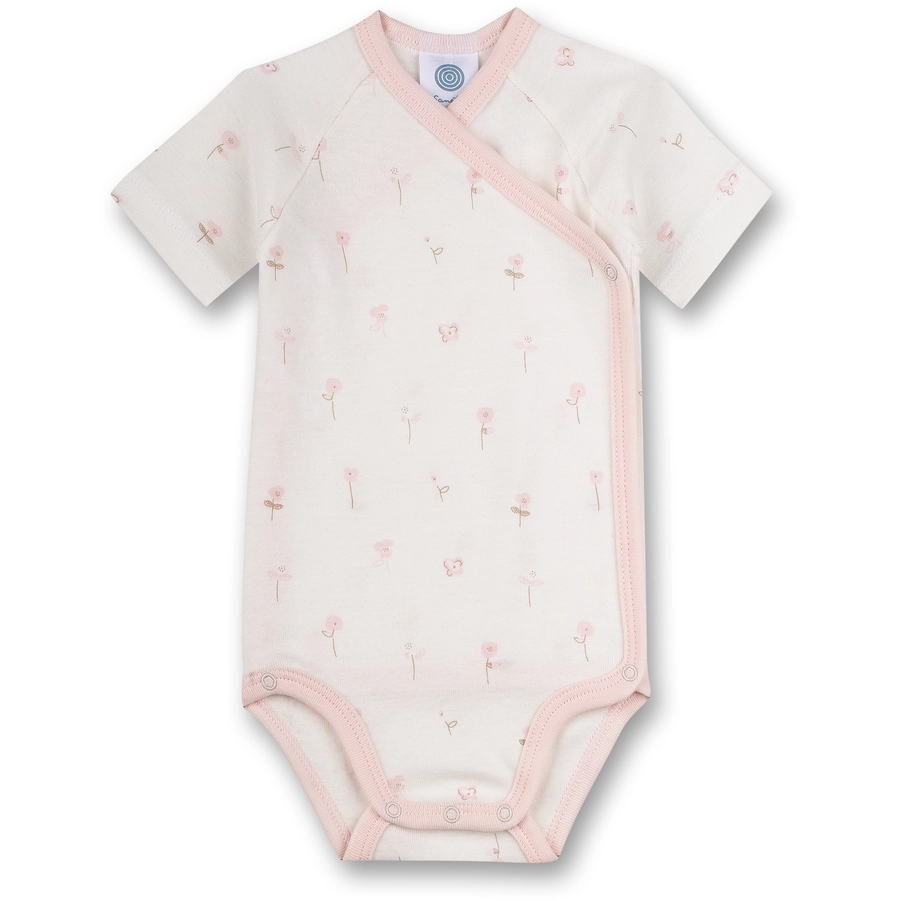 Sanetta Kurzarm-Wickelbody Blumen offwhite