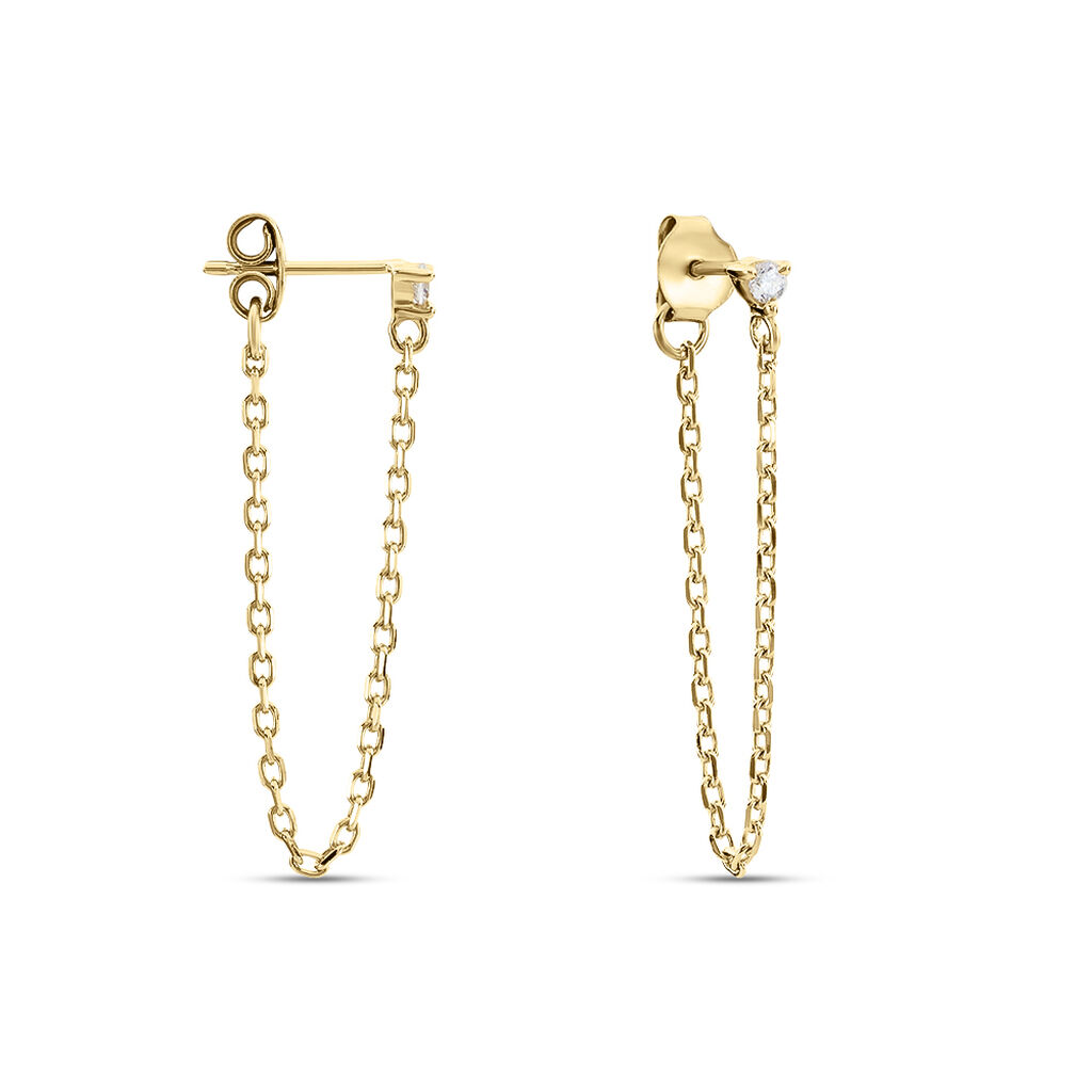 Boucles D'oreilles Pendantes Plaqué Or Lienard Oxydes De Zirconium