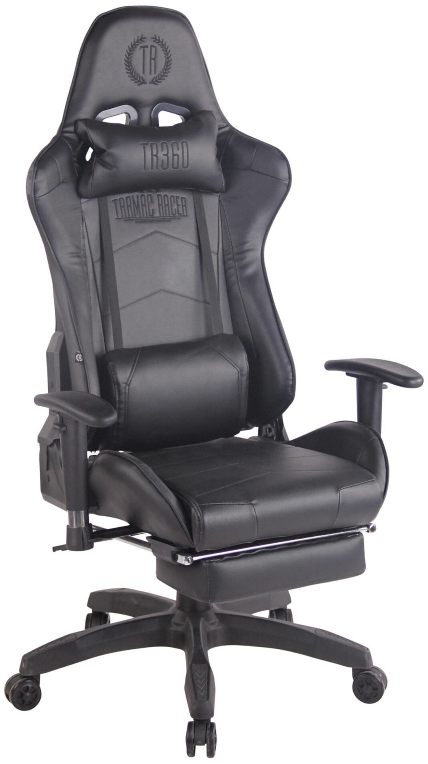TPFLiving Racing Bürostuhl Turbine mit Fußablage Schwarz/Blau