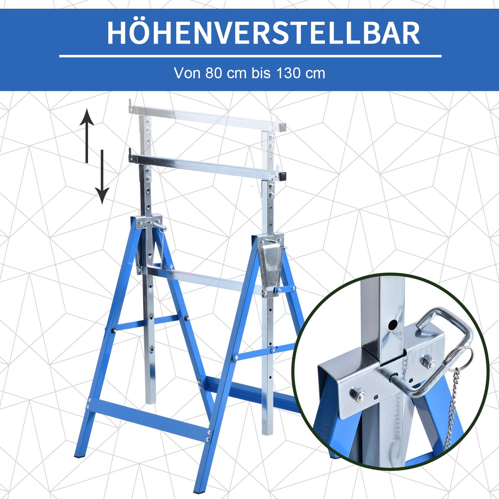 HOMCOM Gerüstbock im 2er Set 68 x 58 x (80-130) cm (LxBxH)