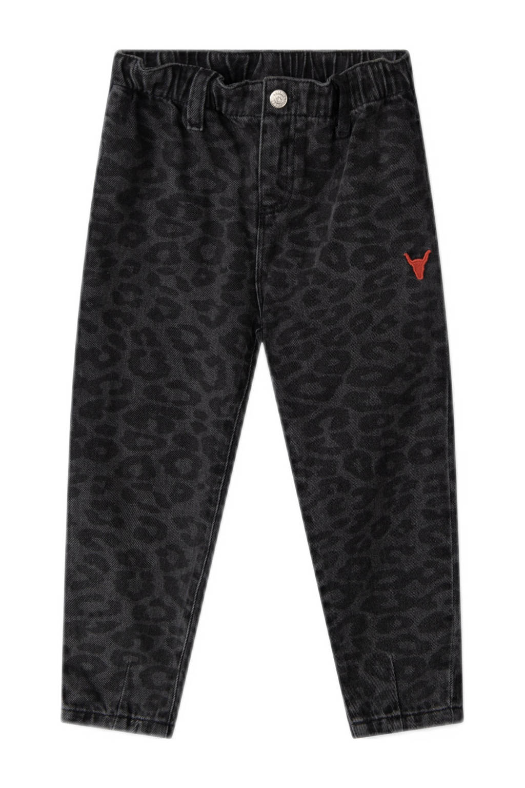 Alix the Label straight leg jeans met panterprint washed dark grey