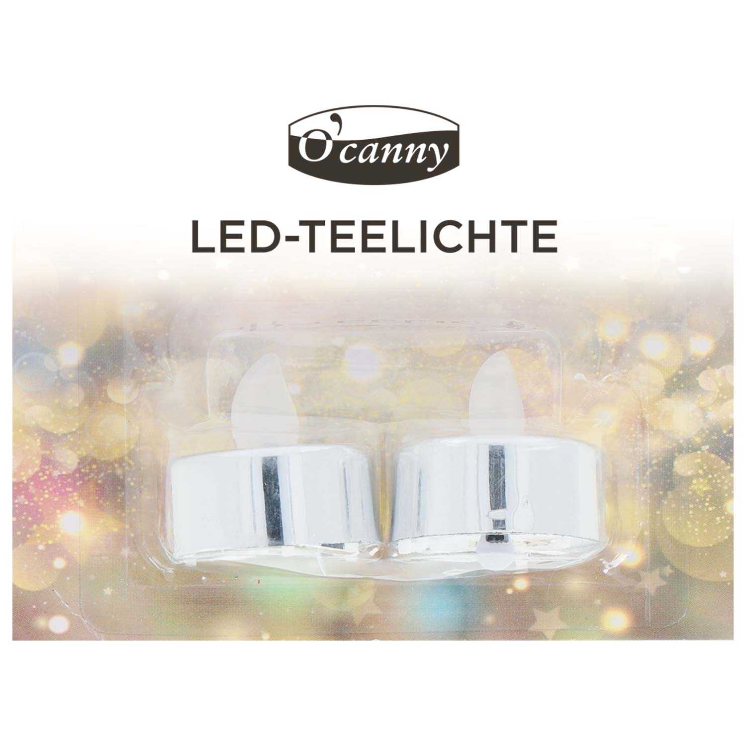 O'Canny LED-Teelichte mit Metallic-Effekt warmweiß 2er Pack 3fach