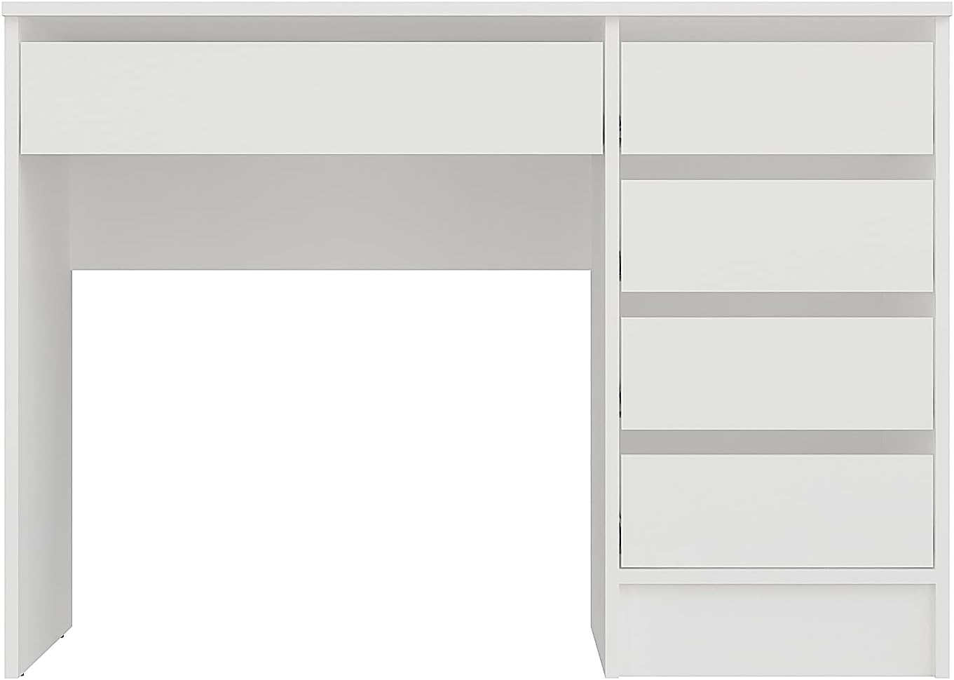 KOMTO Schreibtisch mit 5 Schubladen Weiß – Computertisch, Bürotisch, Kinderschreibtisch mit Stauraum, PC Tisch für Jugendzimmer | Arbeitstisch PLIO 110 x 53 x 78,5 cm