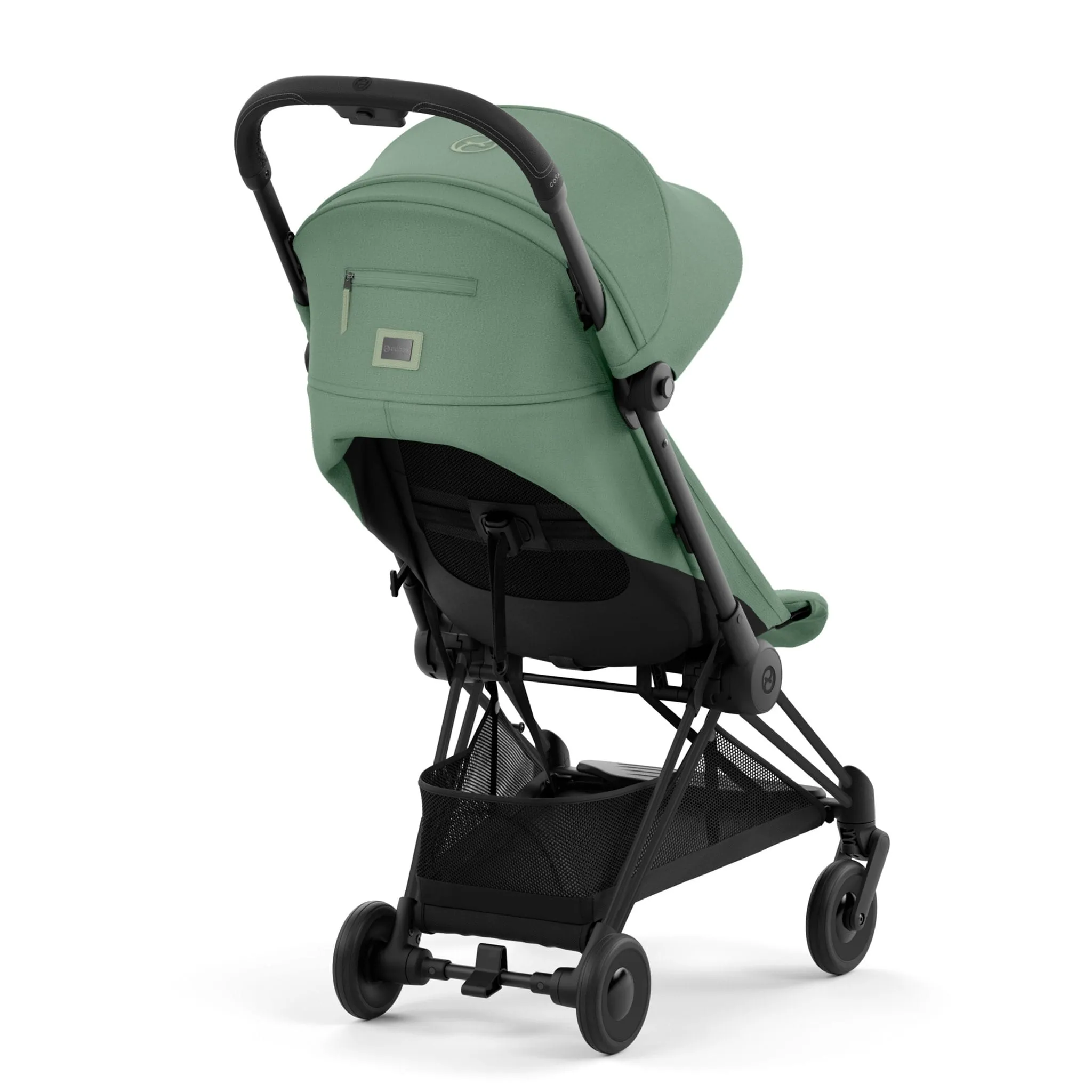 Cybex Poussette Coya - Cadre noir mat avec siège vert feuillage
