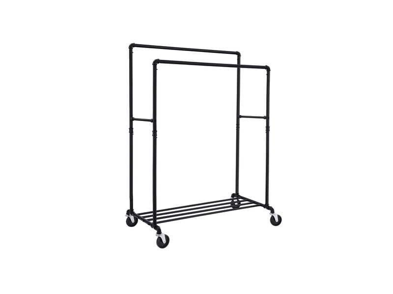 Songmics Garderobenständer Wasserrohr-Design 146 - 162 cm, Schwerlast Kleiderständer mit Ablagefläche