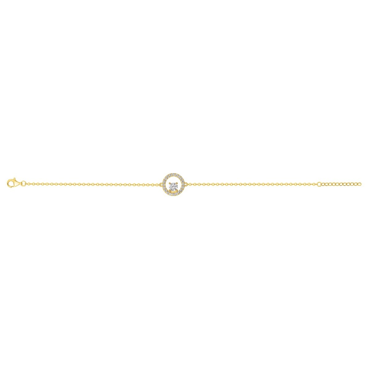 Bracelet souple mono-motif en Plaqué Or avec oxyde de zirconium blanc