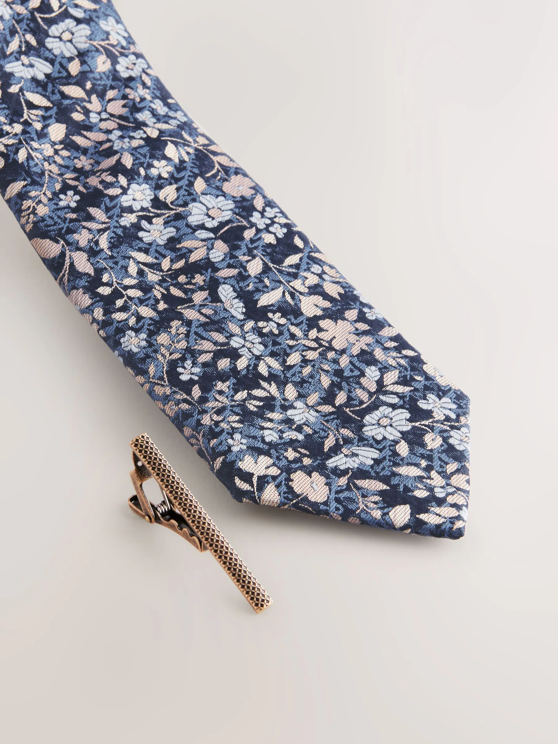Marineblauw - Das met bloemenprint