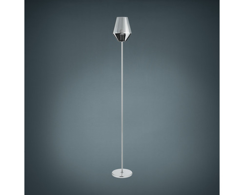 Staande lamp, 1-lichts, H 147 cm, Murmillo, chroom/transparant