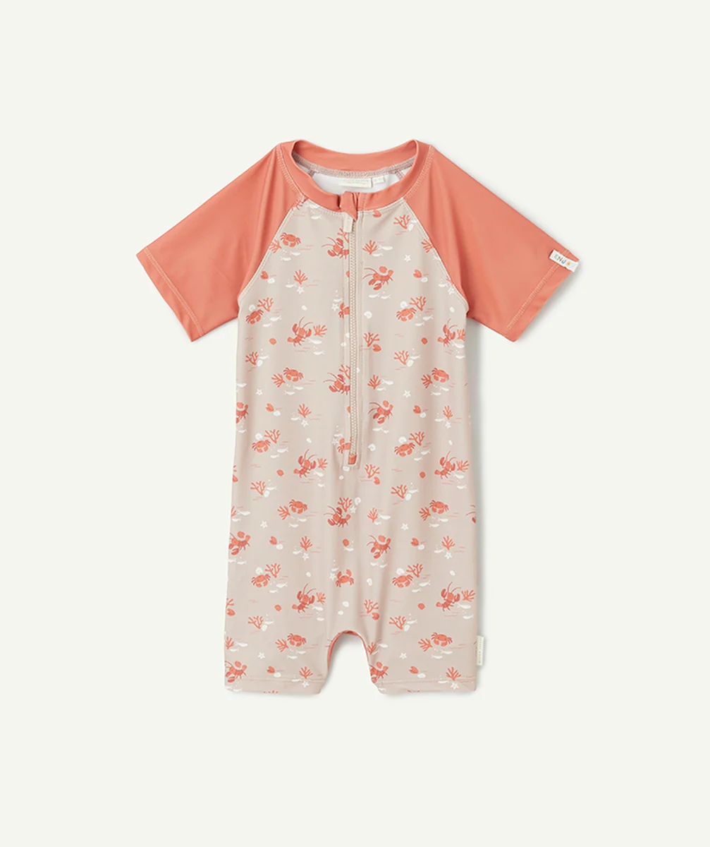 LITTLE DUTCHcombinaison de bain manches courtes bébé garçon orange avec imprimé