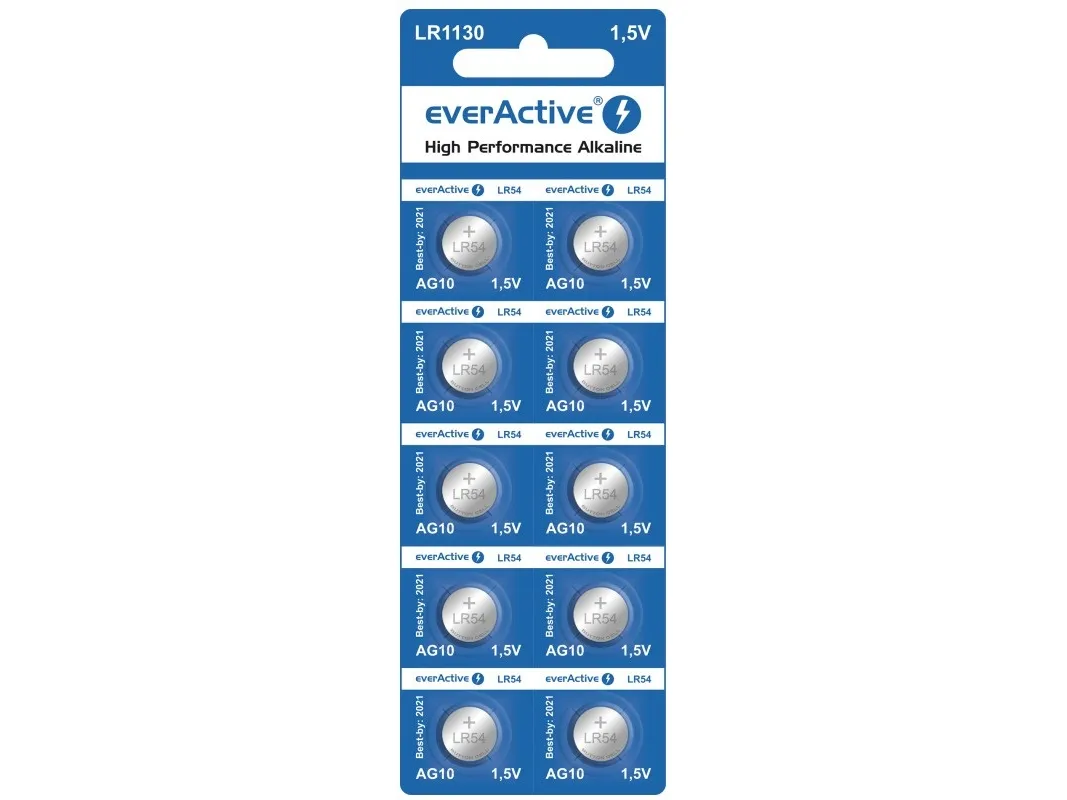 Everactive EVAG10, Engangsbatteri, LR1130, Alkaline, 1,5 V, CE-mærket, 10 stk.