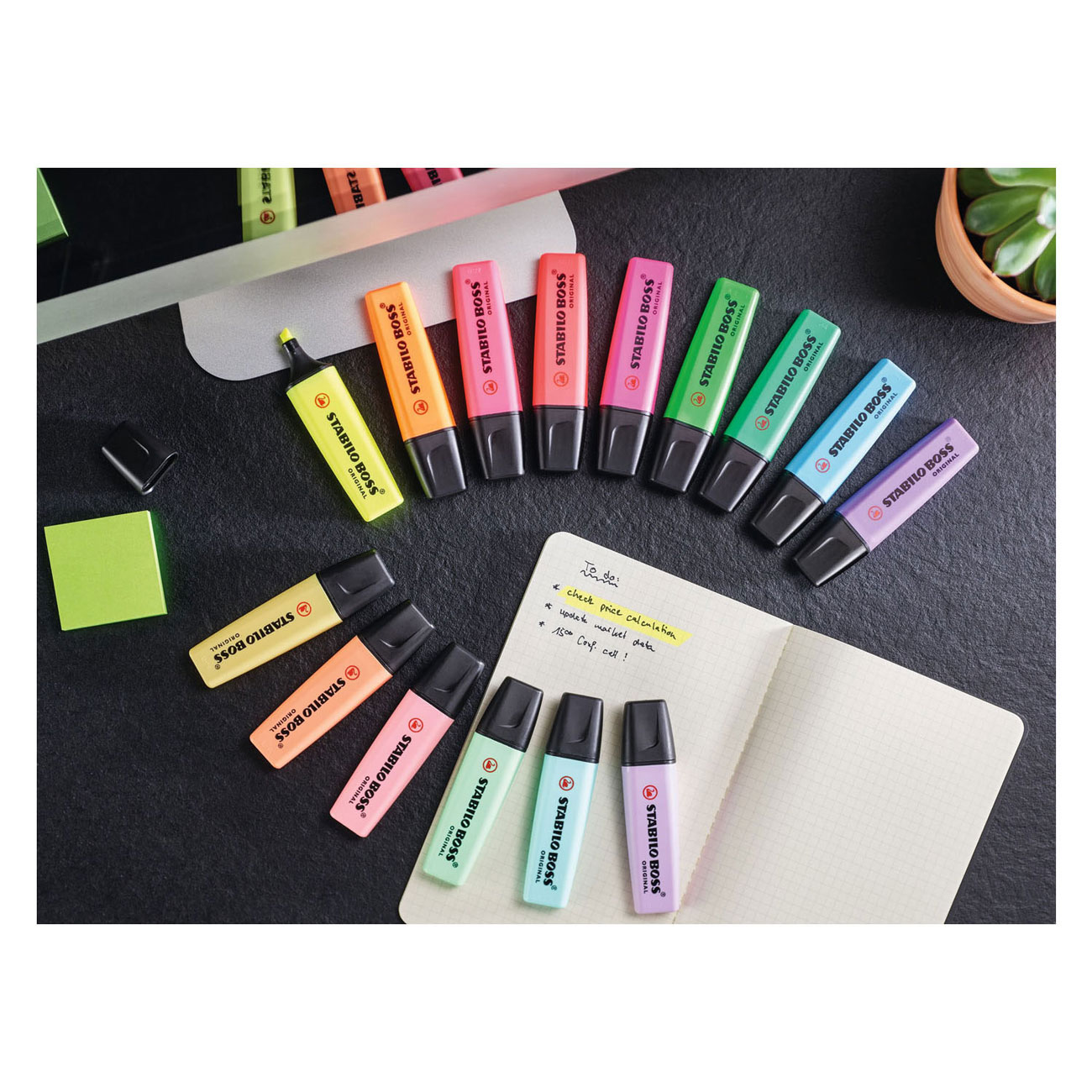 STABILO BOSS ORIGINAL - Markeerstift - Set Met 4 Stuks