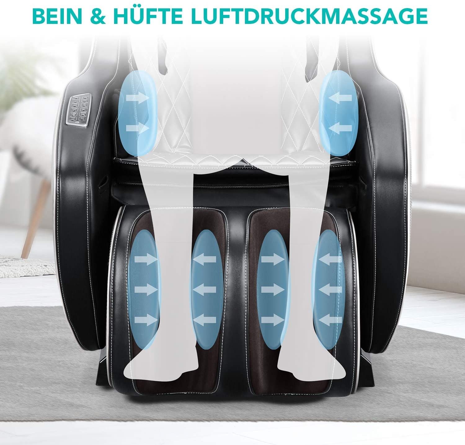 NAIPO Shiatsu Massagesessel Bluetooth 3D Surround Sound Musik weiß